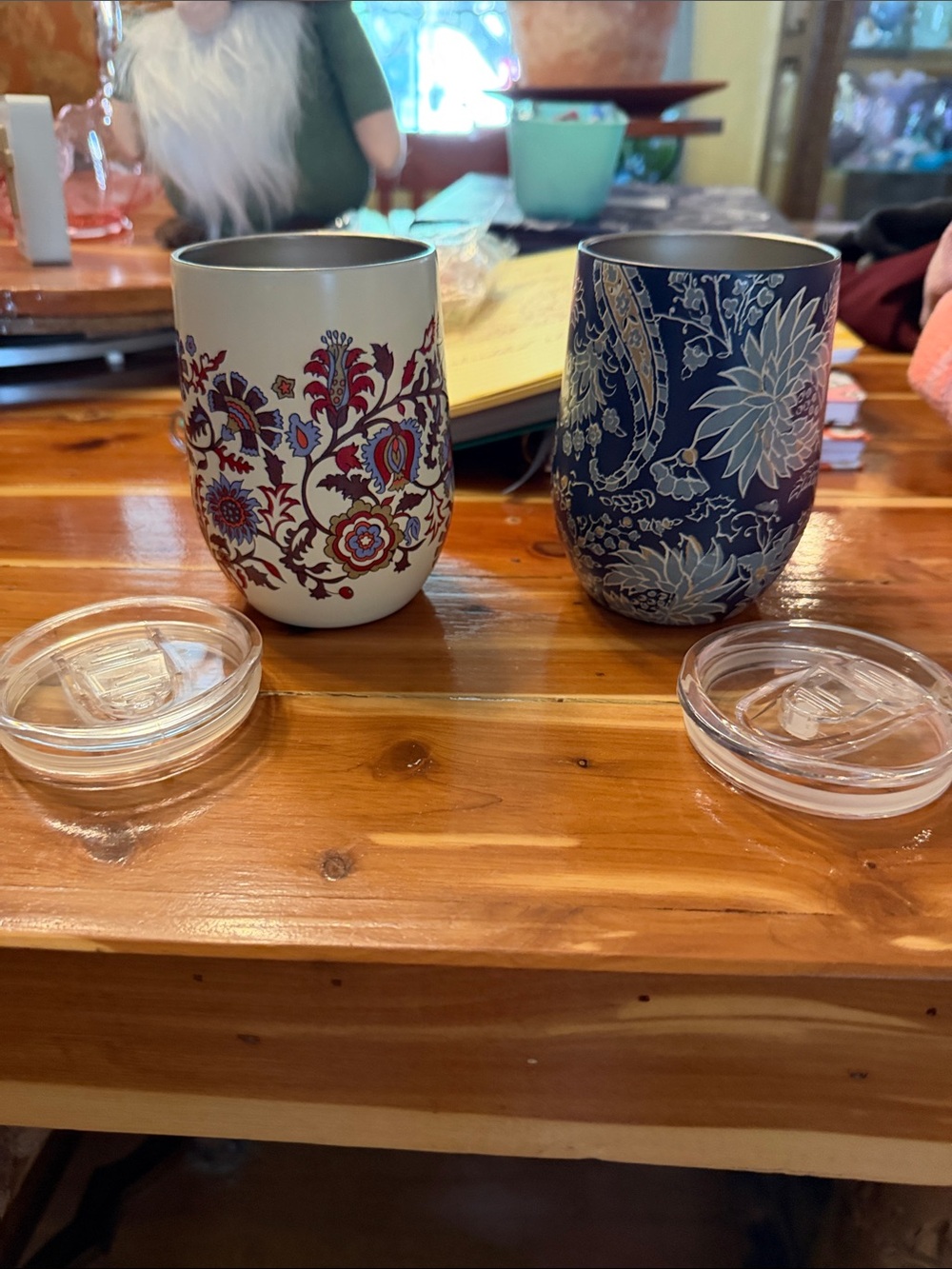 2 small Vera Bradley cups with lids